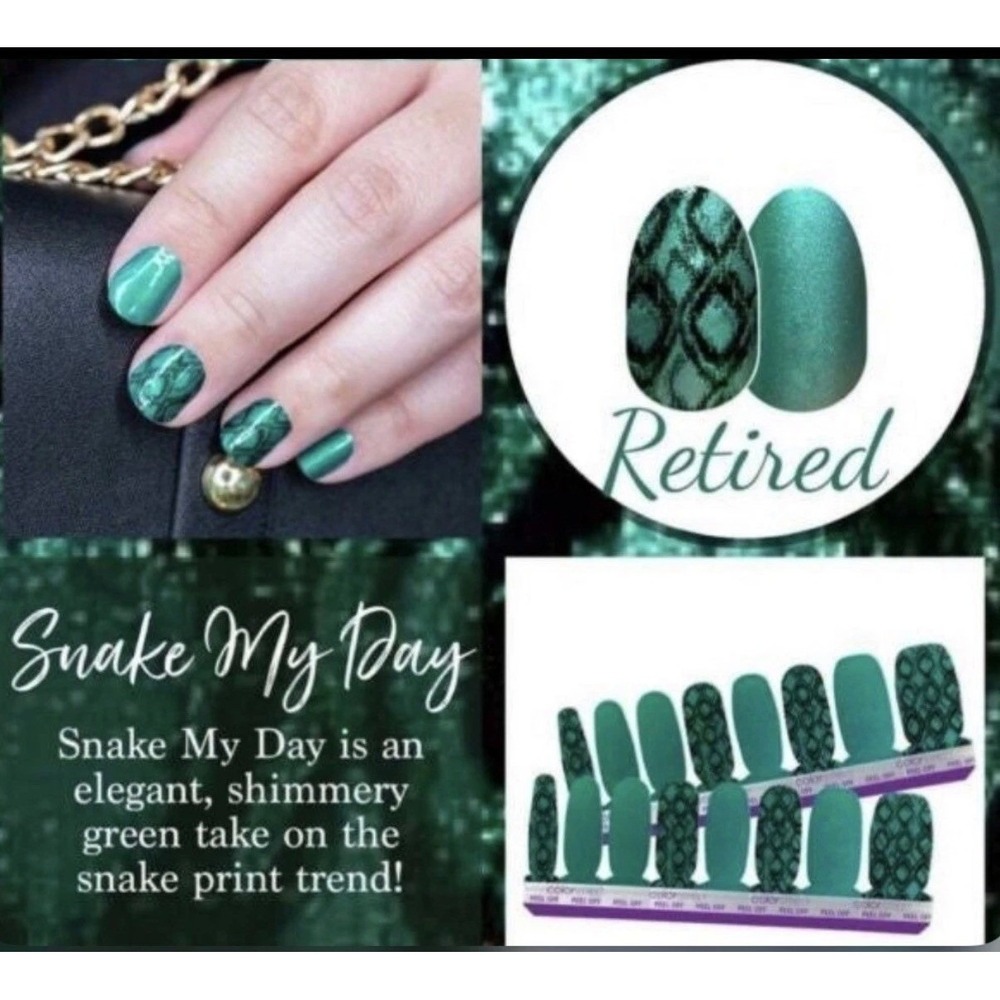 Color Street Nail‎ Polish Strips Green NEW Snake My Day Retired Shimmer